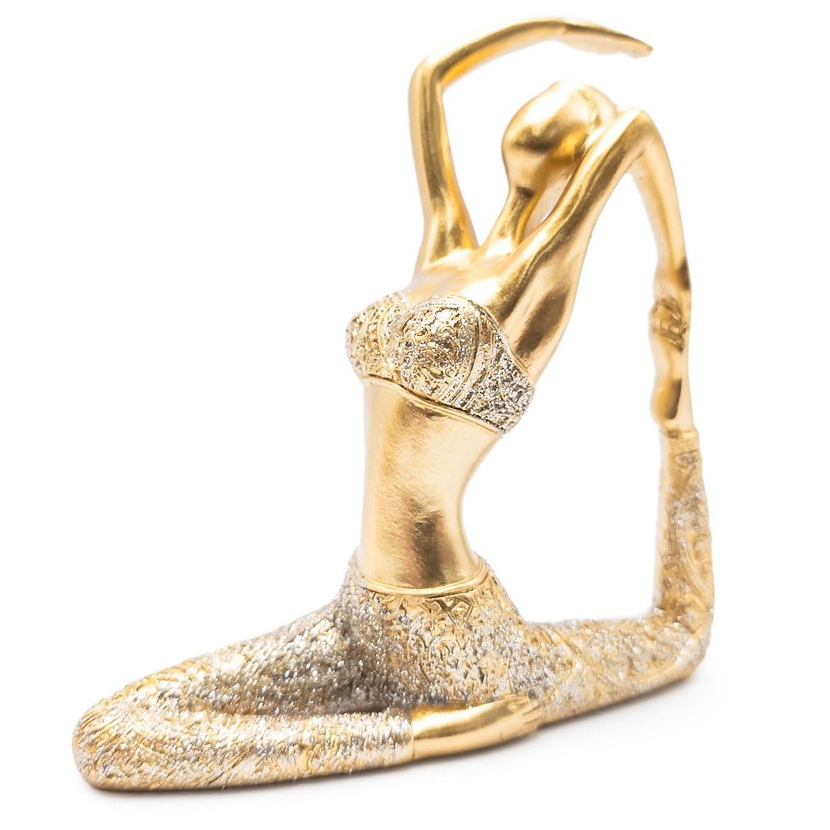 Bailarina Decorativa Dourada - Estátua Elegante para Decoração de Ambientes Zen e Modernos
