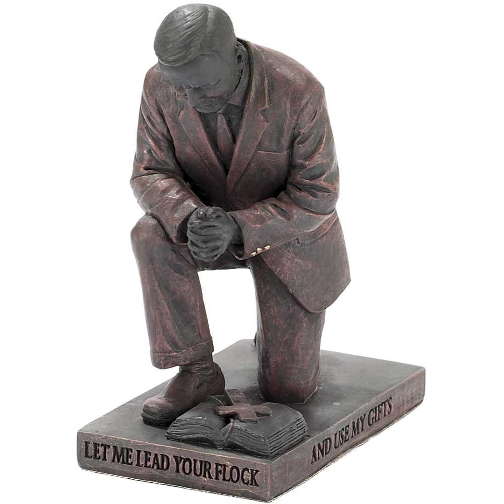 Estatueta Pastor Praying Career Dicksons em Resina Bronze 12,7cm - Inspiração Espiritual para sua Casa