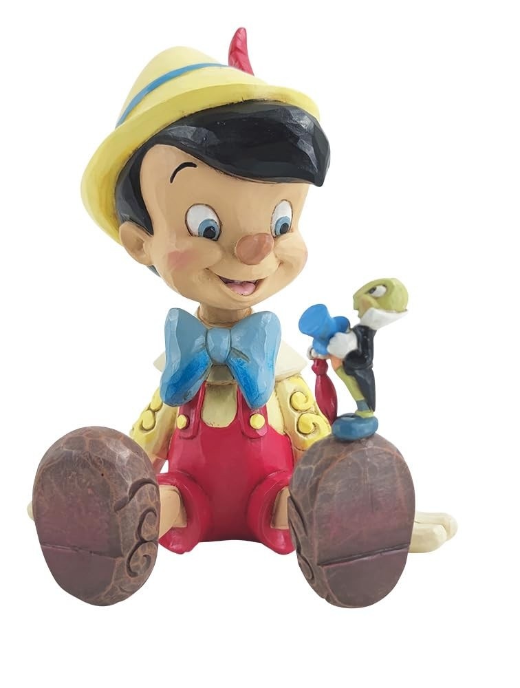 Estatueta Disney Pinóquio e Jiminy Cricket por Jim Shore - Coleção Traditions em Resina Pintada à Mão, 14 cm