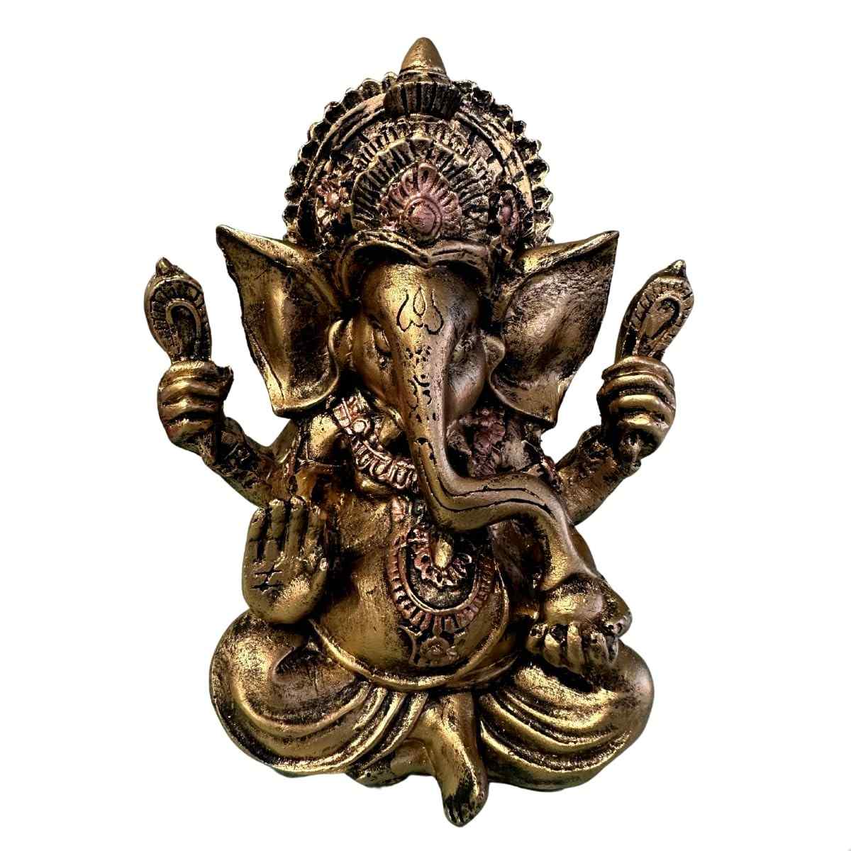 Enfeite Estatueta Ganesha Abre Caminhos e Prosperidade - Resina Decorativa para Casa e Escritório