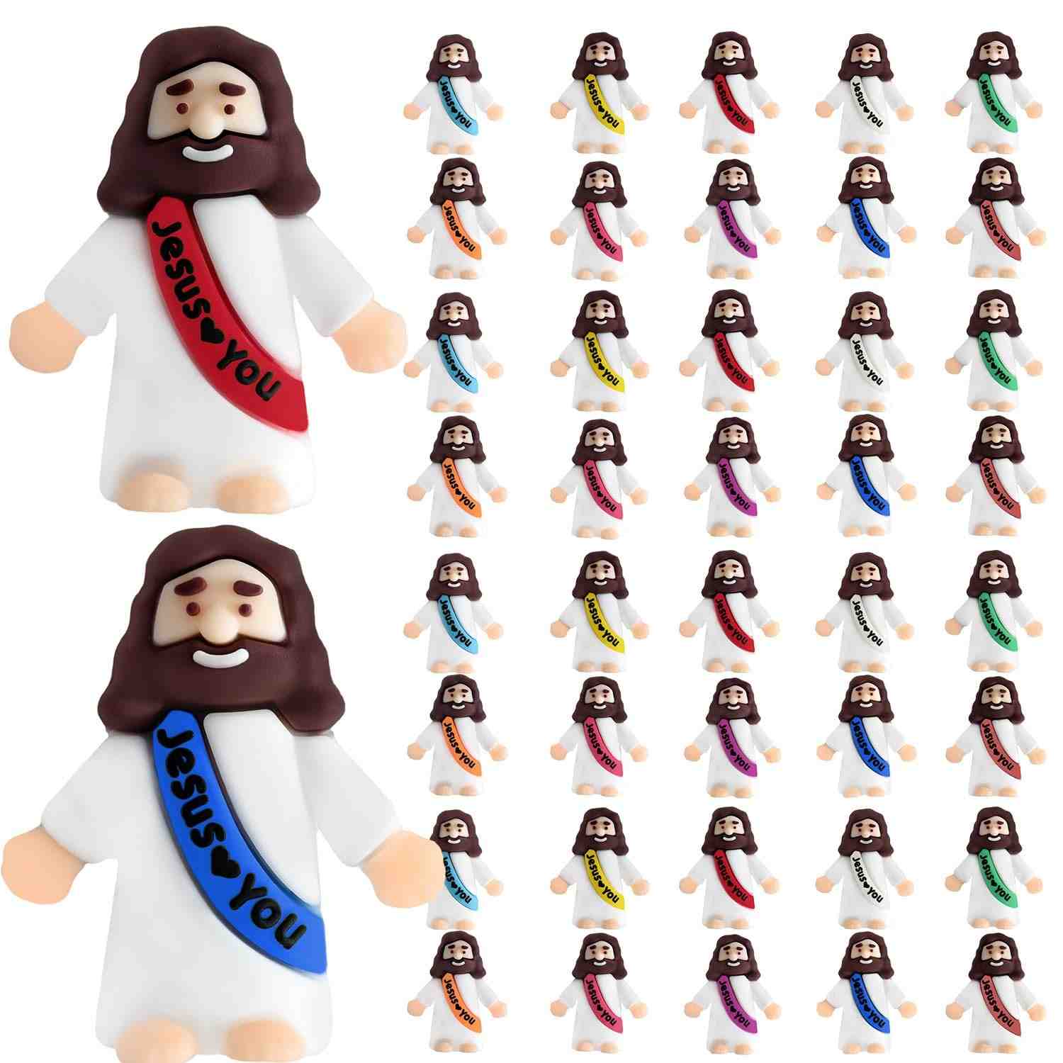 20 Mini Bonecos de Jesus - Estatuetas de Fé Coloridas para Esconder e Buscar, Presente Cristão para Escola Dominical e Decoração