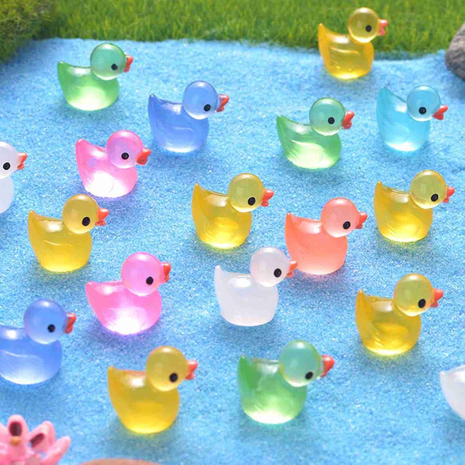 18 Estatuetas de Pato Miniatura que Brilham no Escuro - 6 Cores para Decoração DIY e Jardins de Fadas