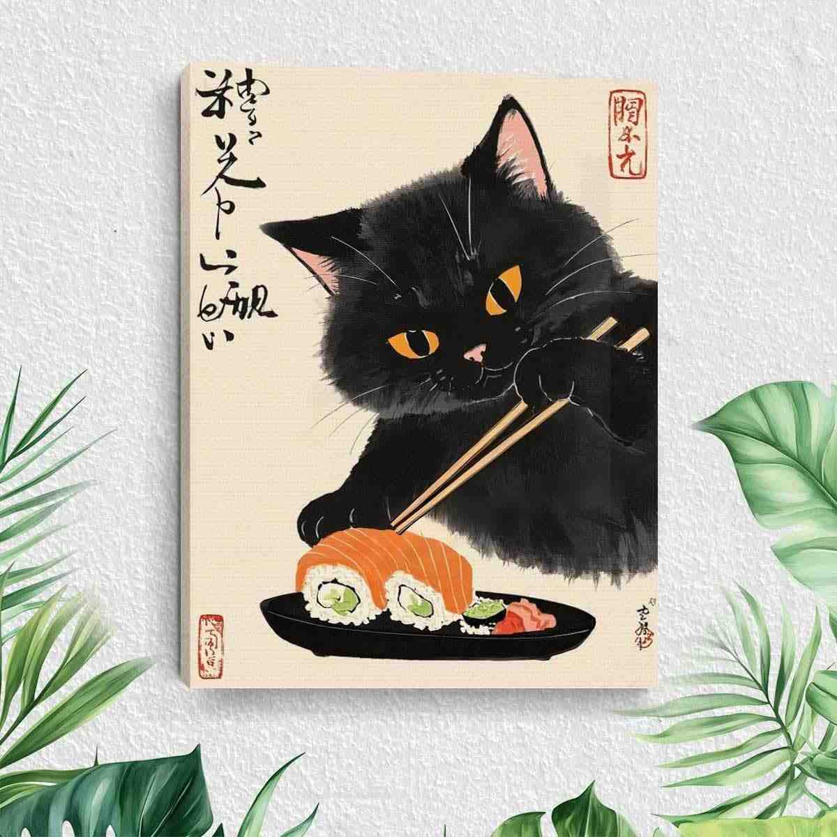 Arte de Parede Vintage Gato | Pintura Estética em Tela para Decoração Moderna
