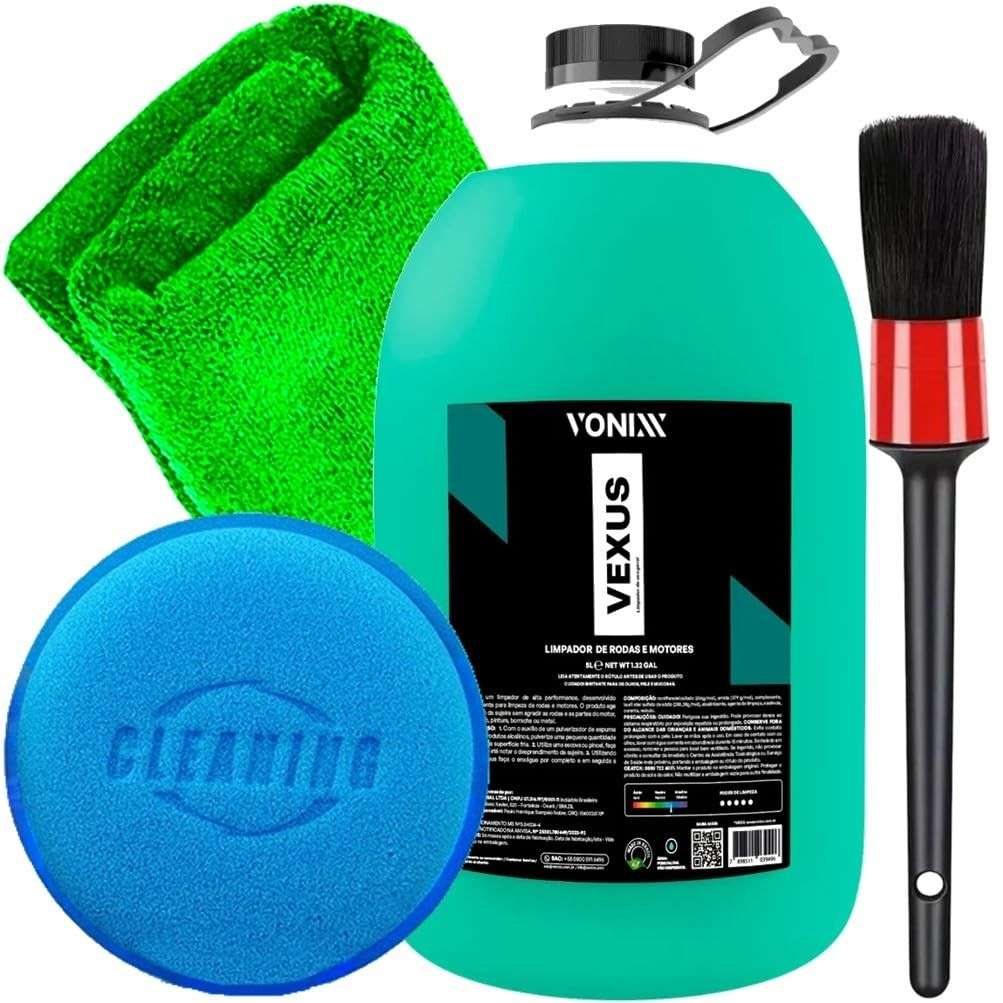 Kit Essencial Estética Automotiva: Limpador Vexus 5L Vonixx + Acessórios Karbox