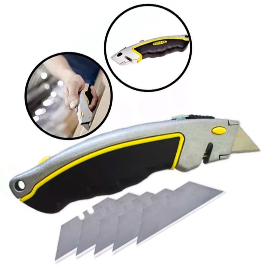 Estilete Trapezoidal 18mm: Kit +5 Lâminas Profissional