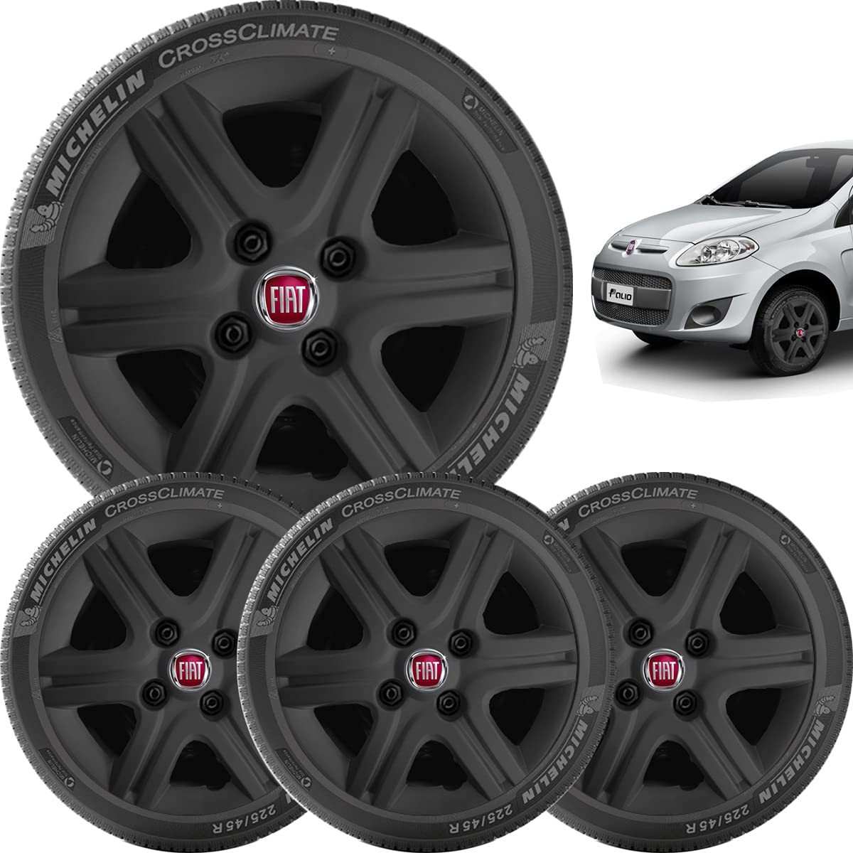 Kit 4 Calotas Fiat Palio Mille Fire Aro 13 Preto - Estilo e Proteção