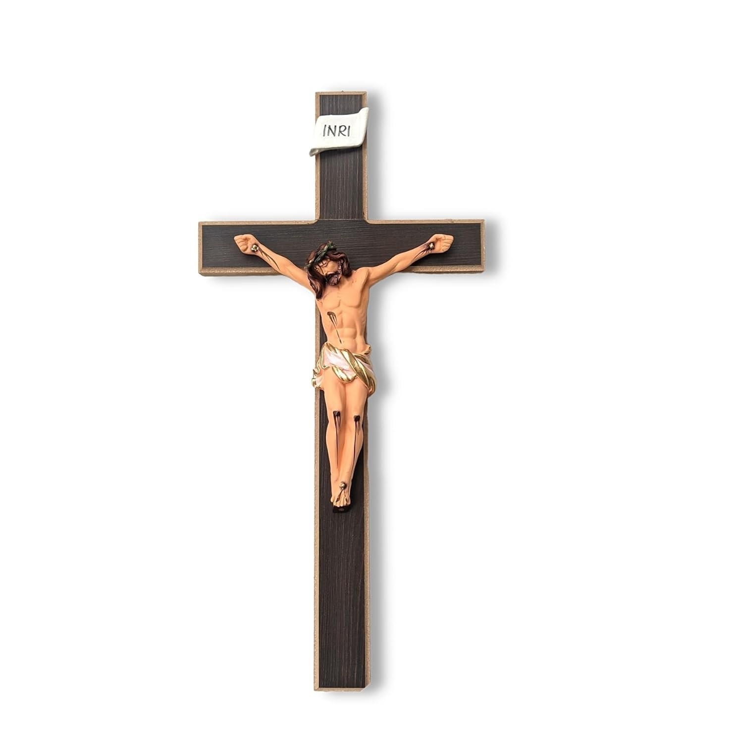 Crucifixo de Parede em MDF com Cristo em Gesso 44cm - Decoração de Fé e Estilo