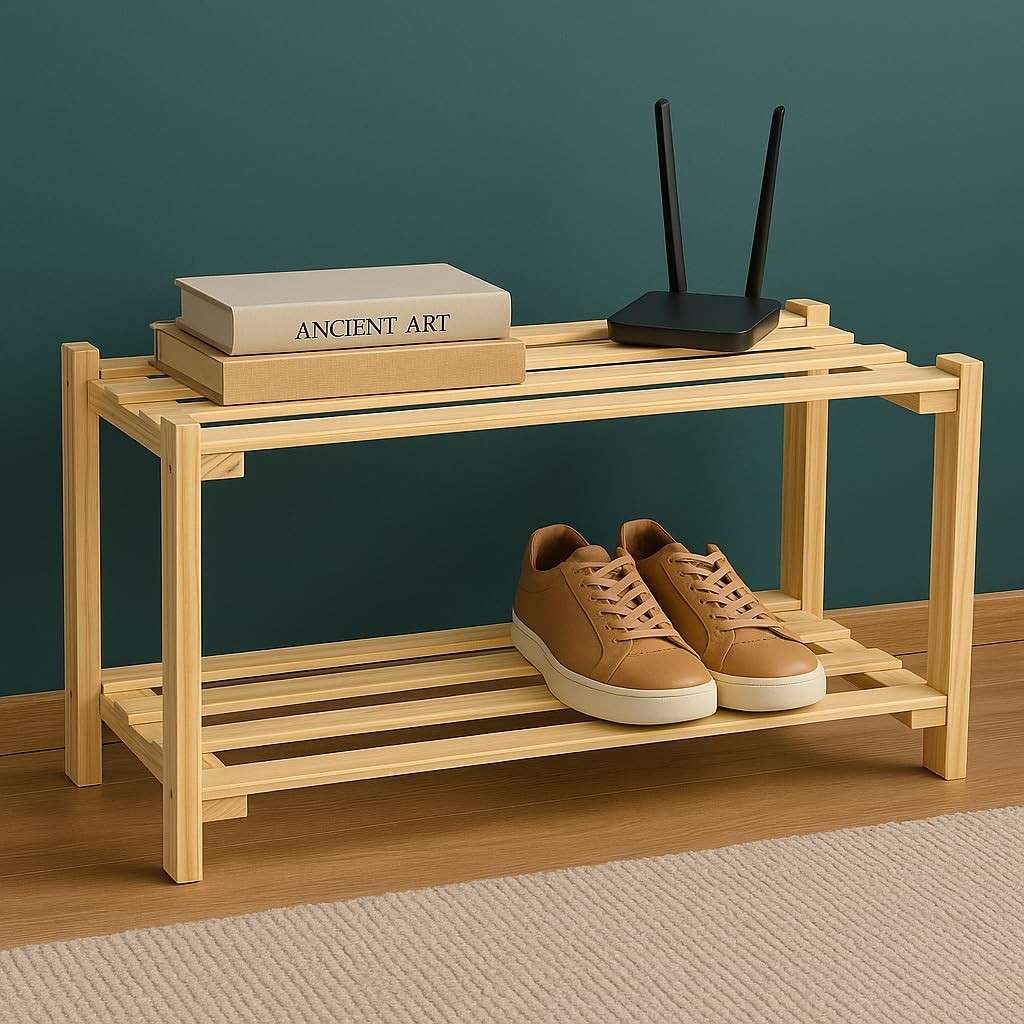Sapateira em Madeira 2 Andares Moderna para Sala e Hall - Organize com Estilo