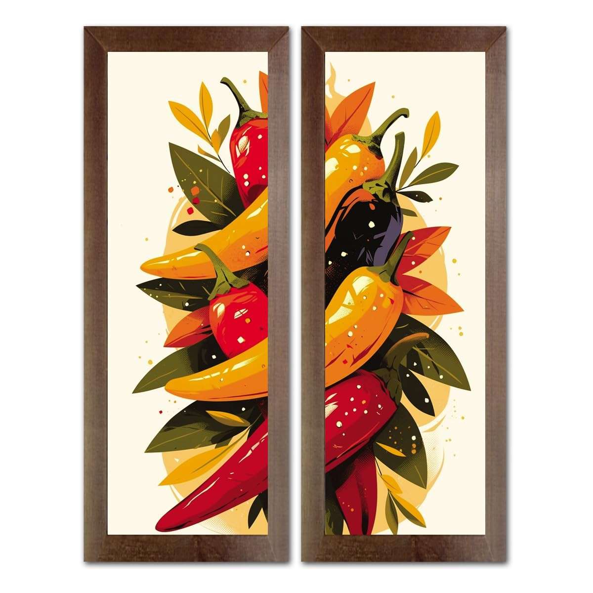 Kit 2 Quadros Decorativos para Cozinha Gourmet - Estilo Pimenta & Tempero 20x60cm