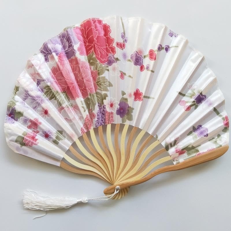 Leque Floral Dobrável Vintage - Estilo Retrô para Festas, Casamentos e Bailes Femininos