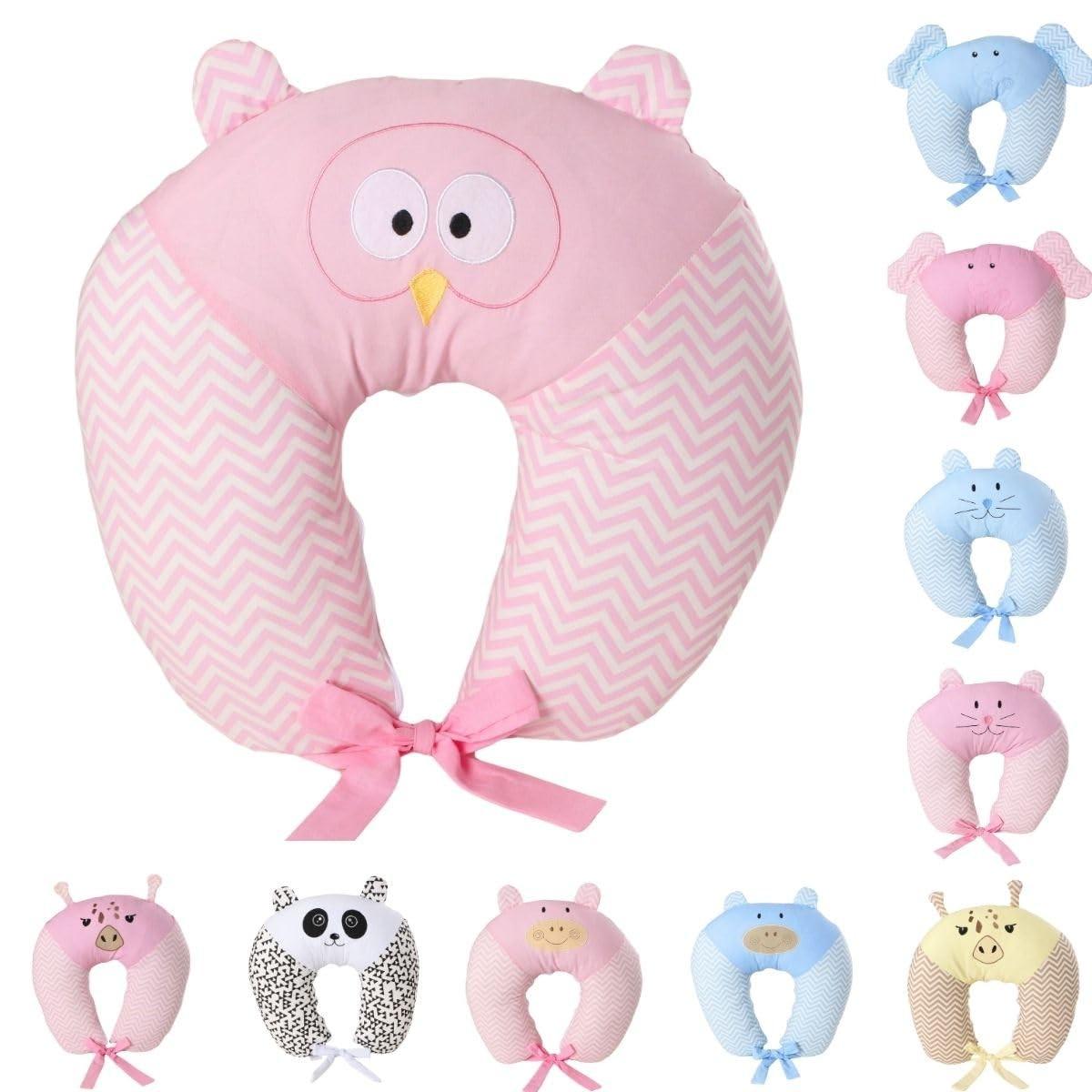 Almofada de Amamentação Bordada com Orelhas - Coruja Rosa | Conforto e Estilo para Mamãe e Bebê
