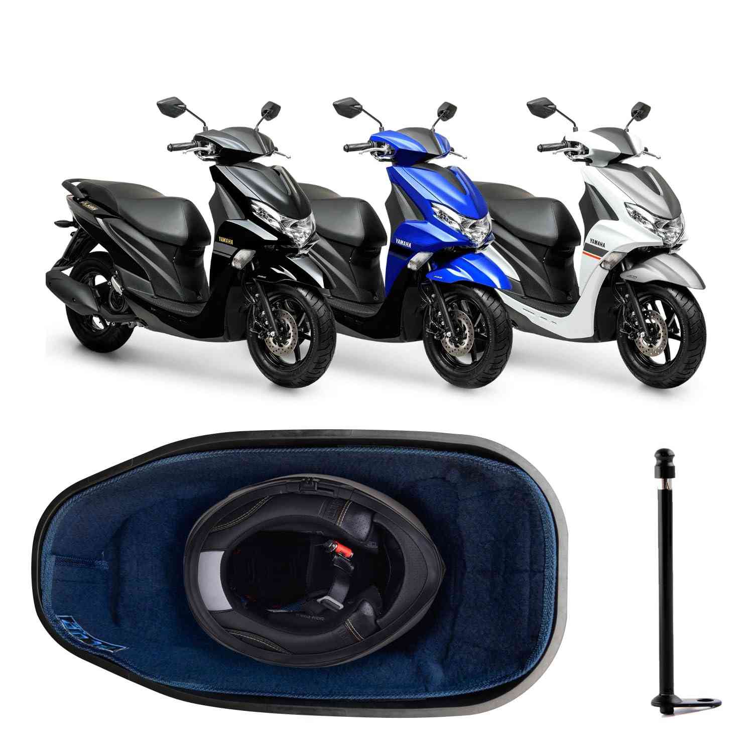 Forração Baú Yamaha Fluo 125 Azul: Proteção e Estilo com Antena Grátis!