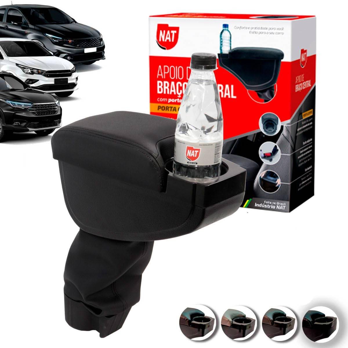 Apoio de Braço Premium para Fiat Argo, Cronos e Strada (2017-2021) - Conforto e Estilo com Porta-Copo
