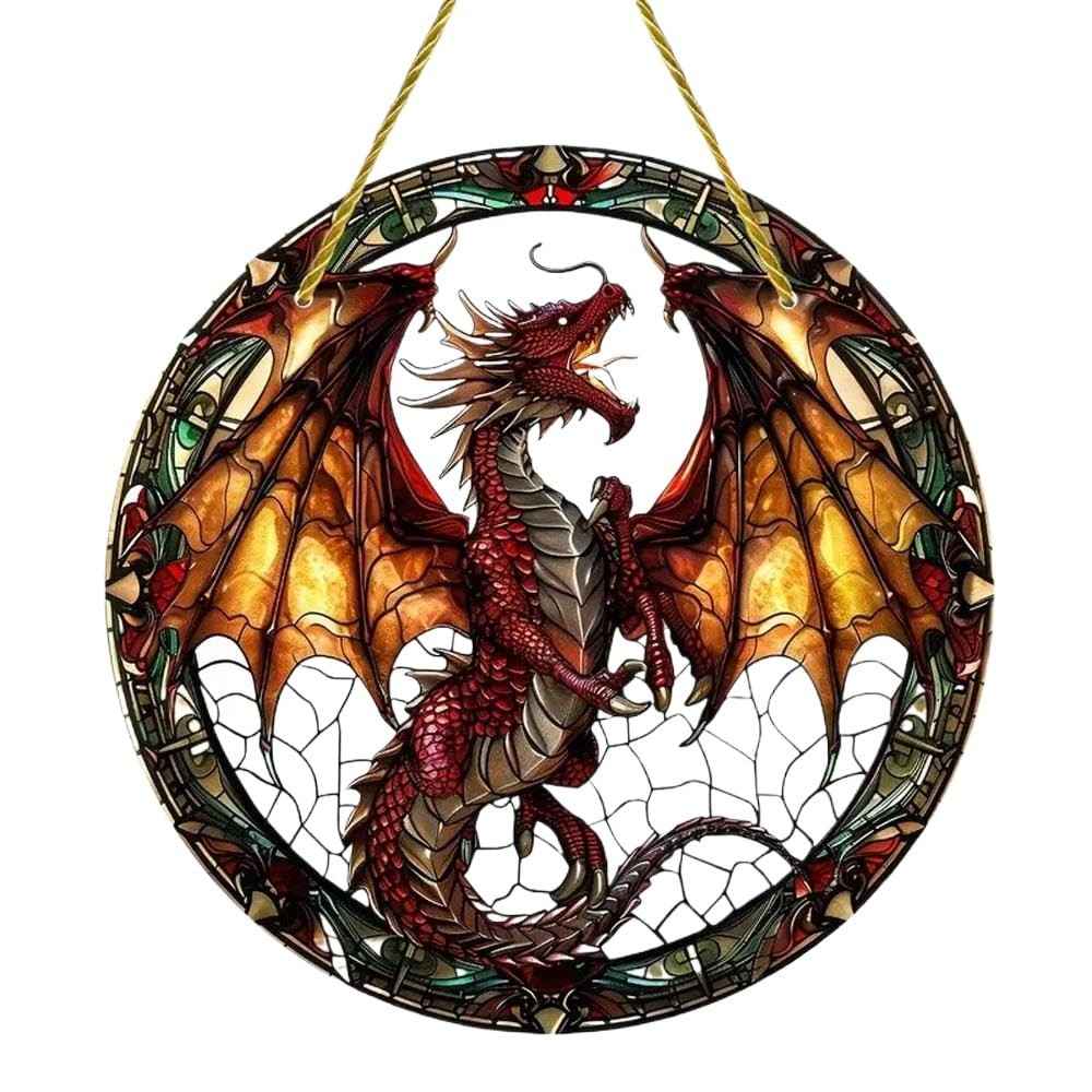 Ornamentos Decorativos de Dragão Circular em Acrílico Colorido - Ilumine Seu Espaço com Estilo