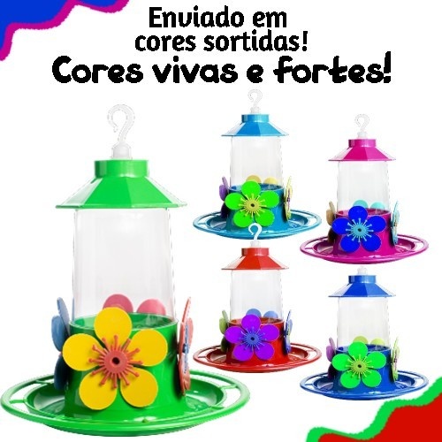 Kit 4 Bebedouros Beija-Flor 250ml Coloridos – Atraia Aves com Estilo