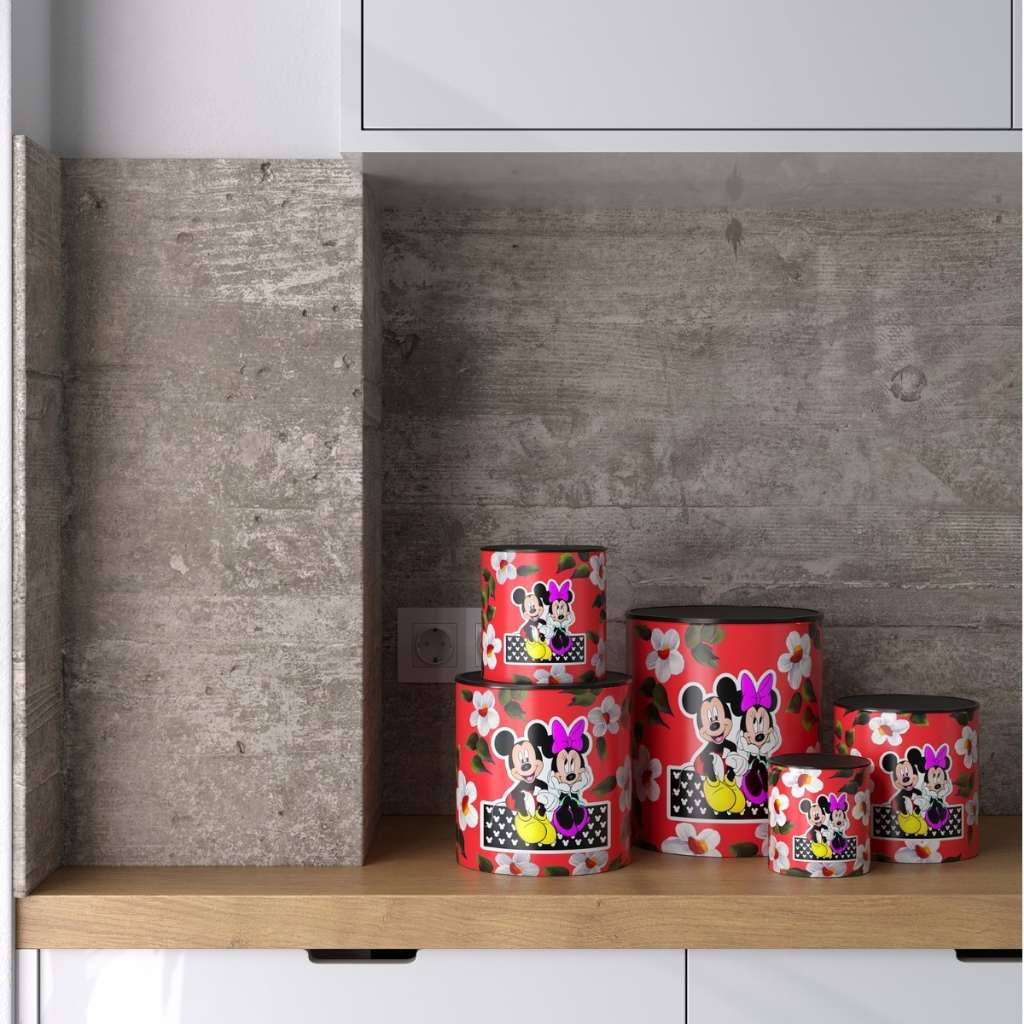 Jogo 5 Potes Minnie: Organize Sua Cozinha com Estilo!