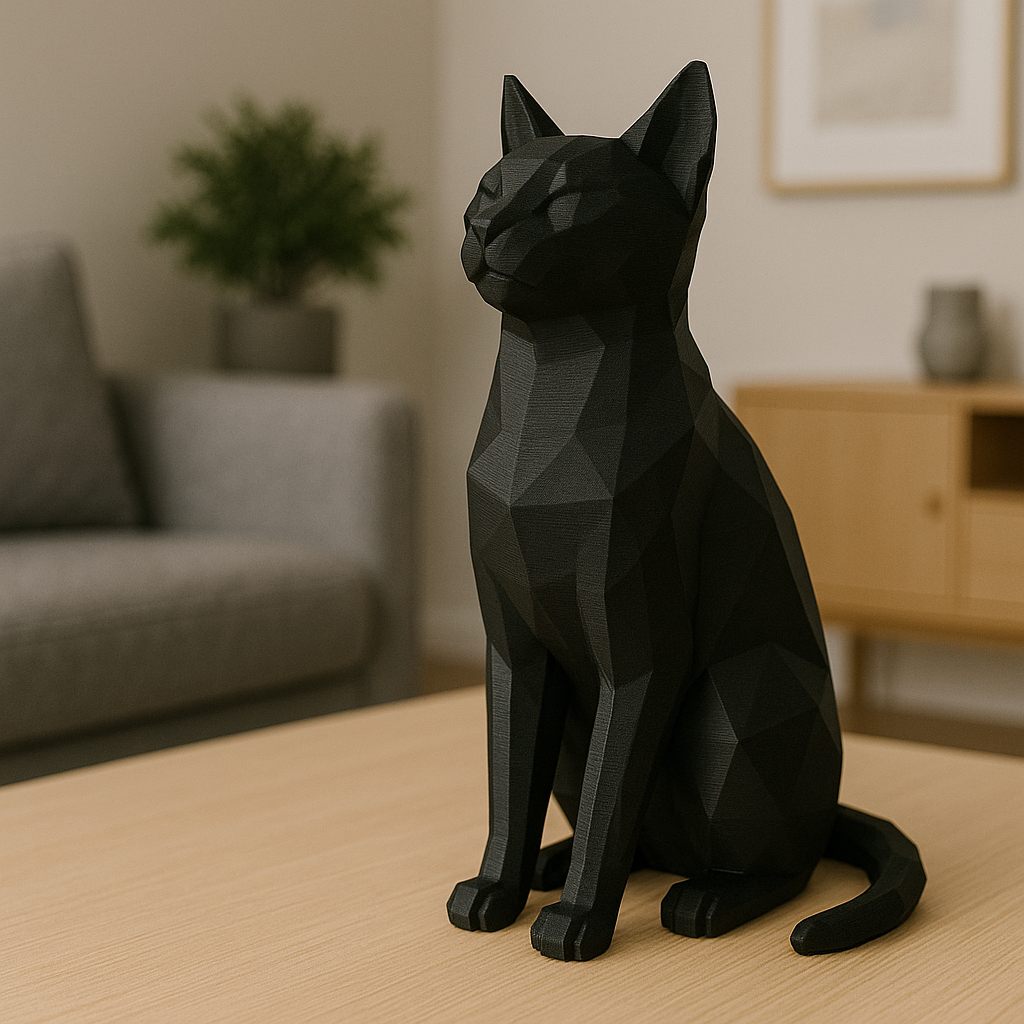 Escultura de Gato Geométrico: Decore com Estilo!