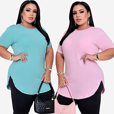Blusas Plus Size Academia: Kit 2 em 1 Conforto & Estilo