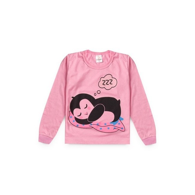 Pijama Infantil Rosa Pinguim: Conforto e Estilo!