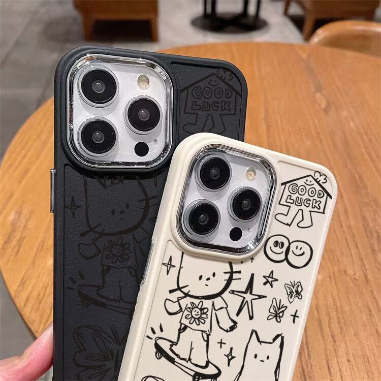 Capa de iPhone com Gato Desenhado – Proteção e Estilo!