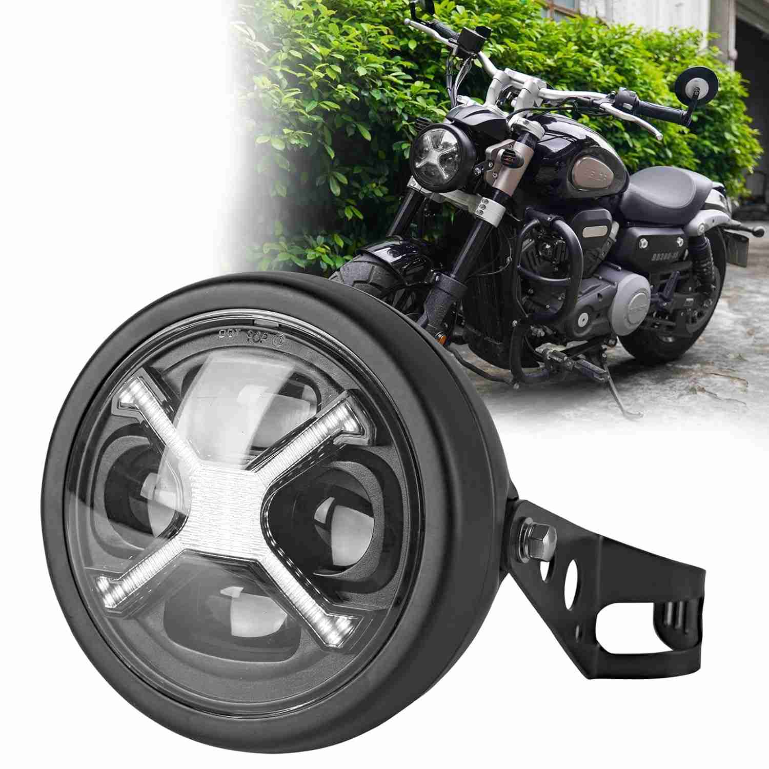 Farol de LED 14cm para Moto: Iluminação Potente e Estilo Único para Kawasaki, Suzuki e Mais!