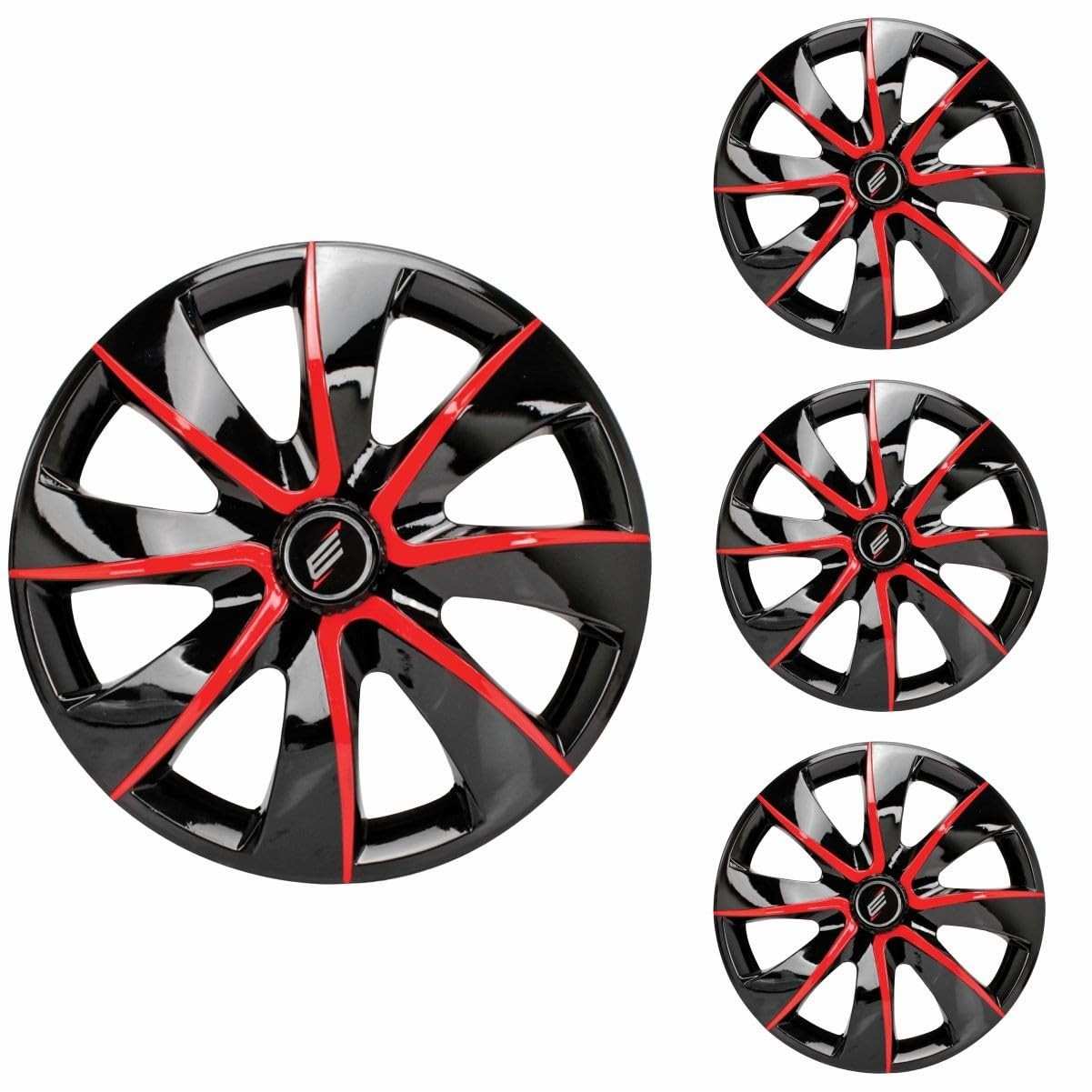 Jogo de Calotas Prime Black Red Aro 14 Universal - Estilo e Proteção para Seu Carro