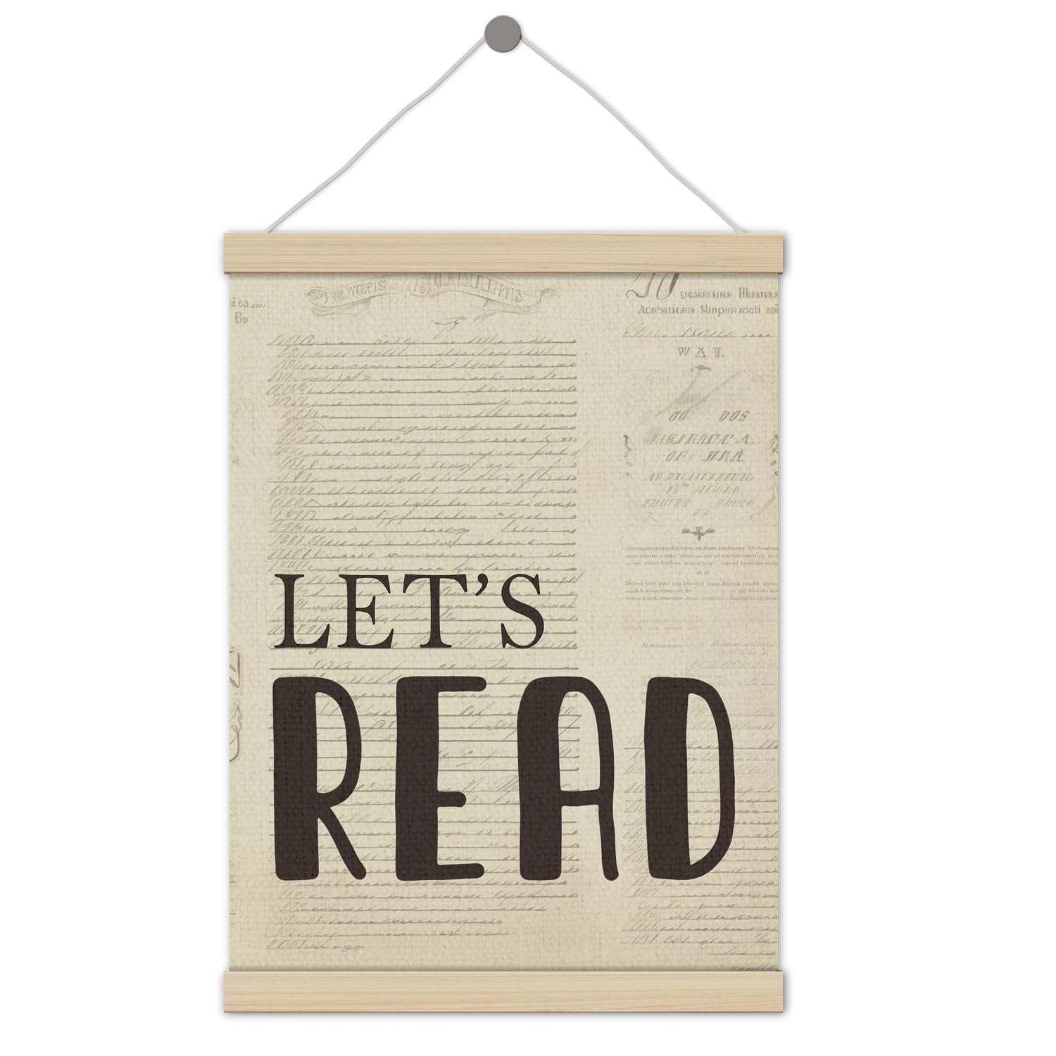 Quadro de Pôster Let's Read 30,5x40,6cm - Decore seu Espaço Literário com Estilo Vintage