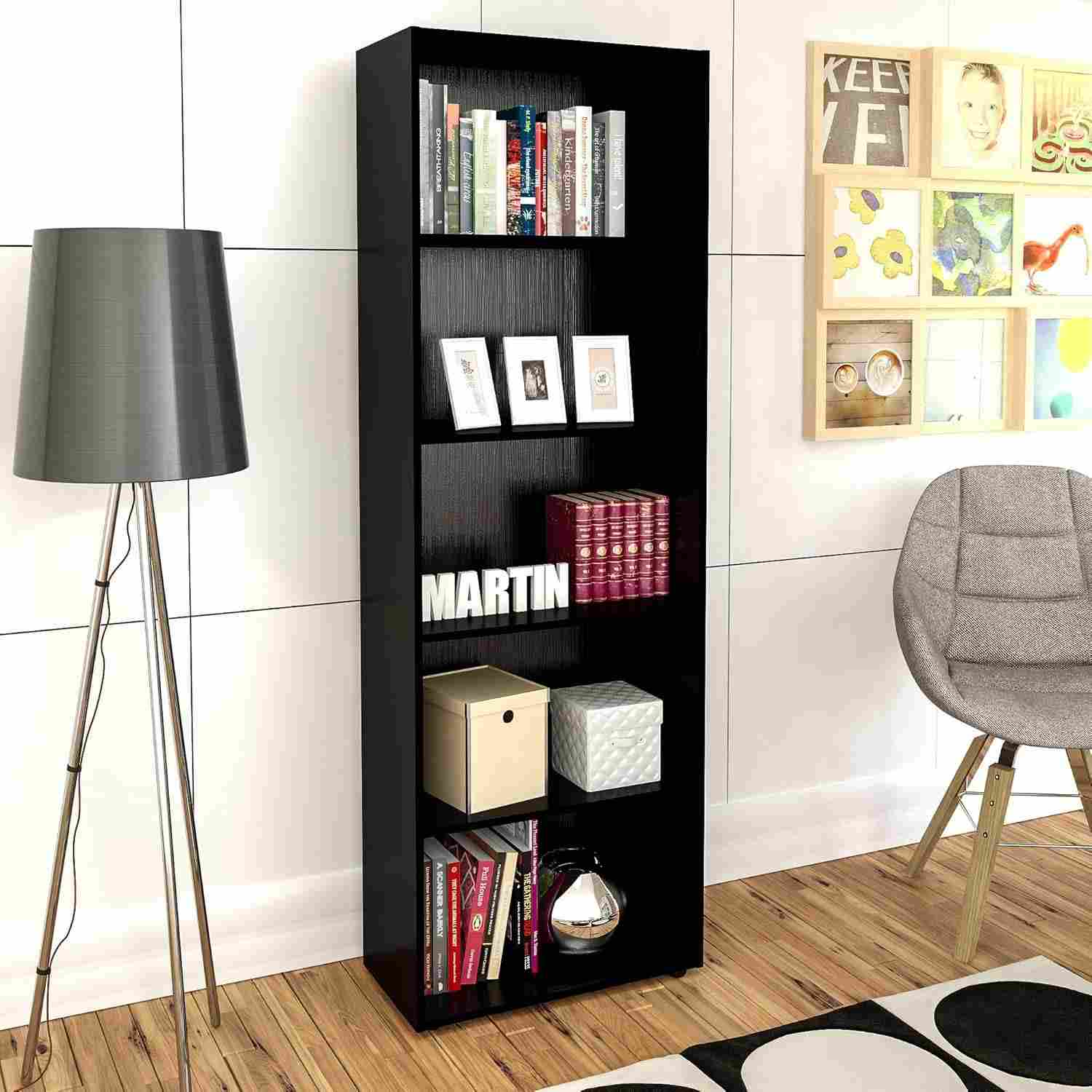 estilo-organize-multy-funcionalidade-estante-e-5-a-livreiro-preto-nichos-com-com-a
