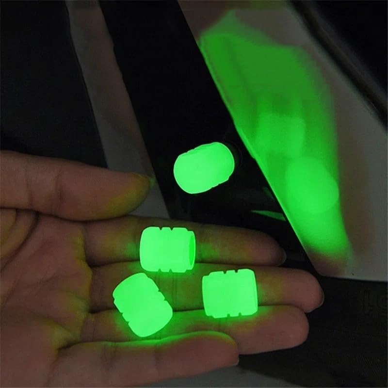 Tampa Bico Pneu BRILHA NO ESCURO: Estilo e Proteção para Carro, Moto e Bike (Verde)