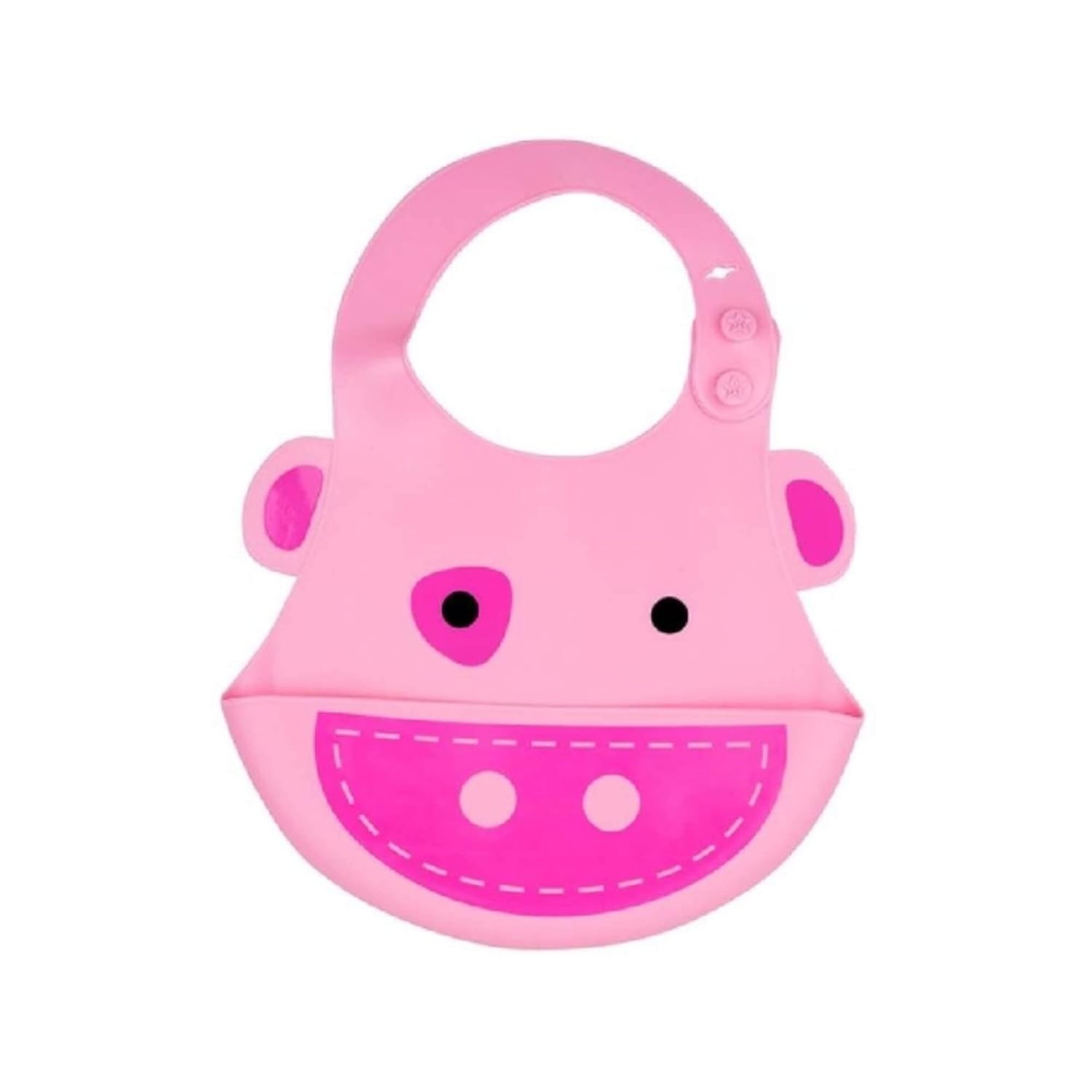 Kababy Porquinho Babador de Silicone Rosa - Proteção e Estilo para Bebês a Partir de 6 Meses
