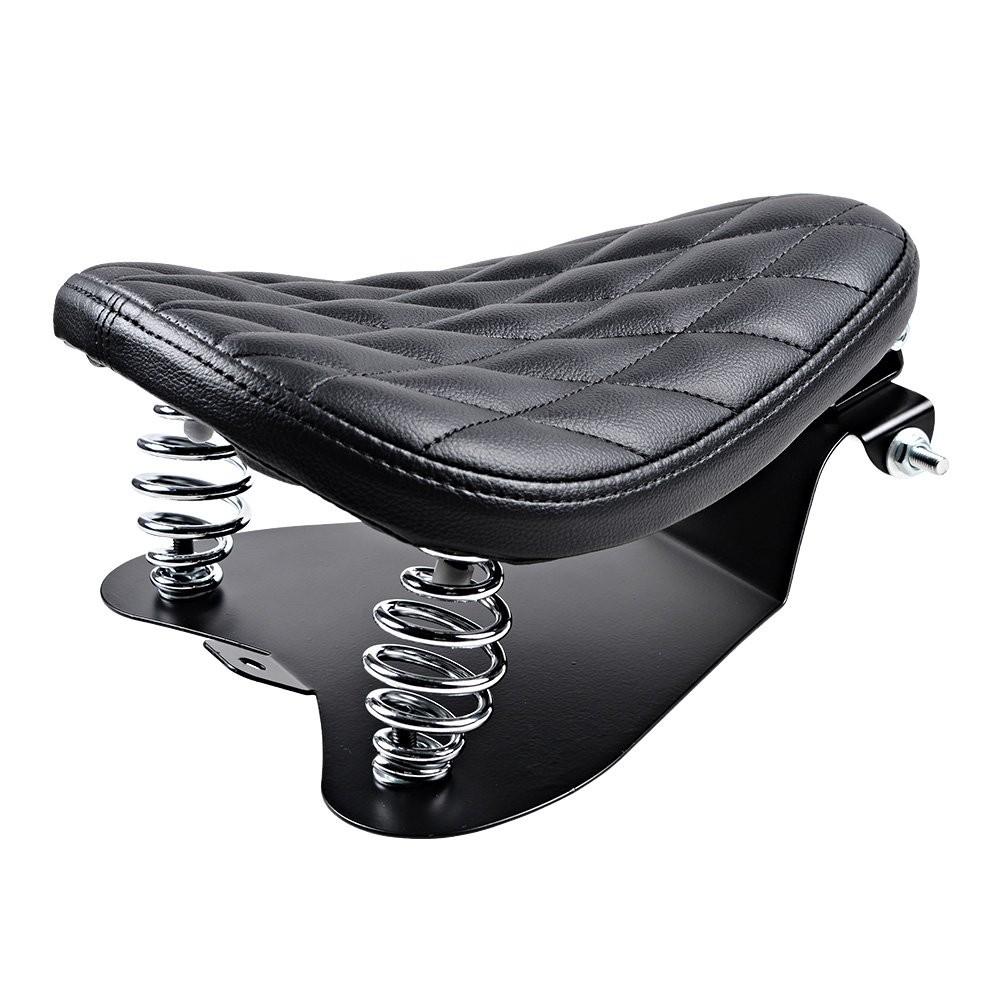 Assento Solo de Moto em Couro Sintético Diamante c/ Molas e Suporte - Estilo Custom