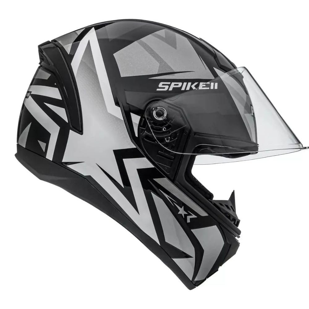 Capacete Peels Spike 2 1ST Preto Brilhante Prata: Segurança e Estilo para Sua Moto