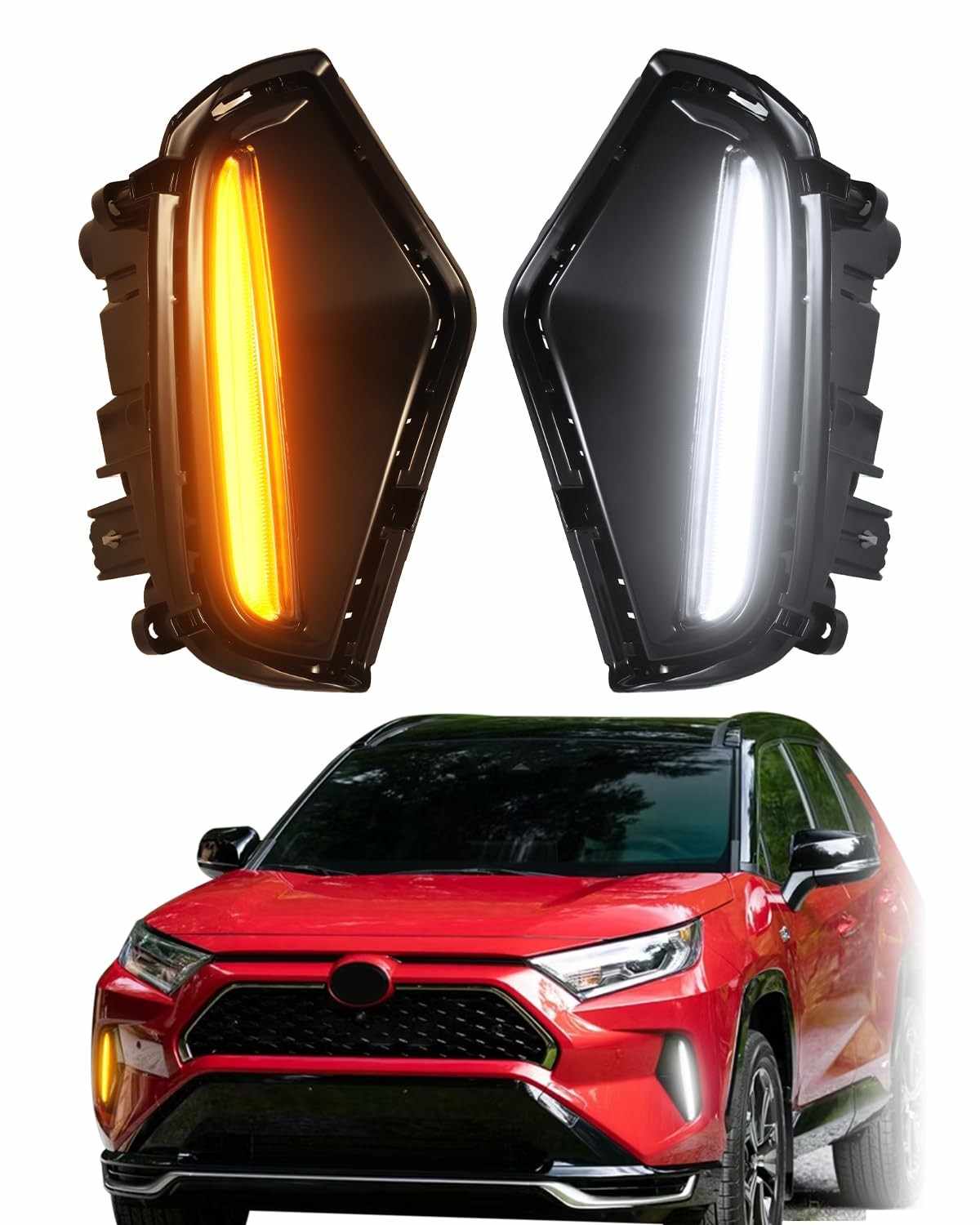 Kit Faróis de Neblina LED com DRL Âmbar para Toyota RAV4 2019-2025 - Segurança e Estilo
