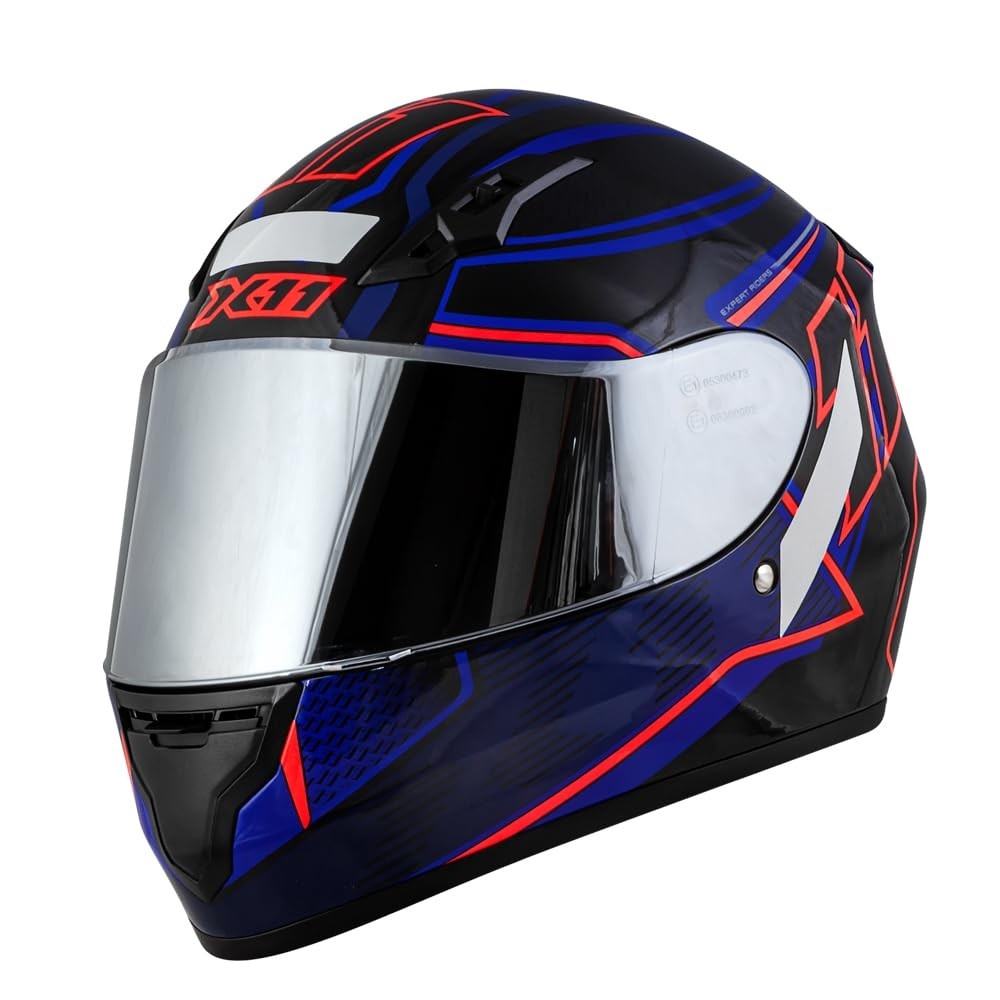 Capacete X11 Trust Pro 11: Segurança e Estilo Unissex (Azul/Vermelho)