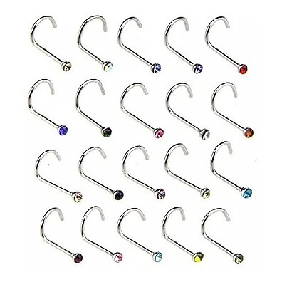 Piercing Nariz Curvo: Kit 40pçs Aço 316L + Estojo
