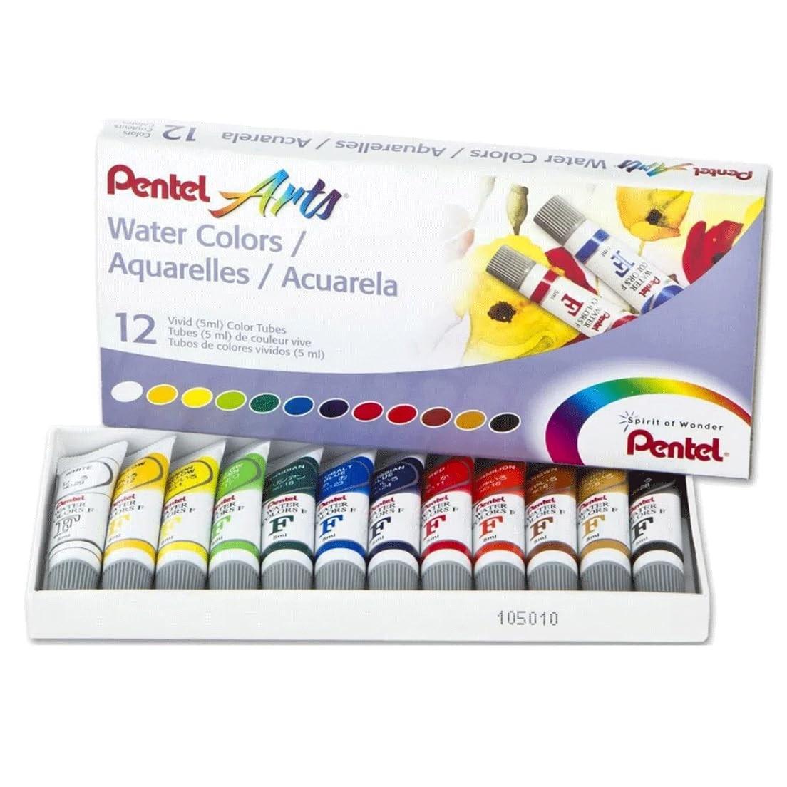 Aquarela em Tubo Estojo 24 Cores 5ml - Wfrs-24 Pentel | Tinta Lavável para Artistas e Amadores