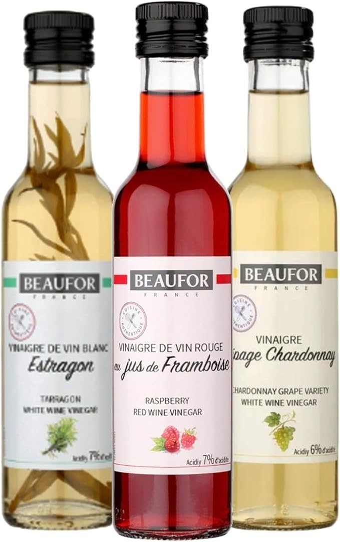Kit 3 Vinagre Chardonnay, Estragão e Framboesa 250ml