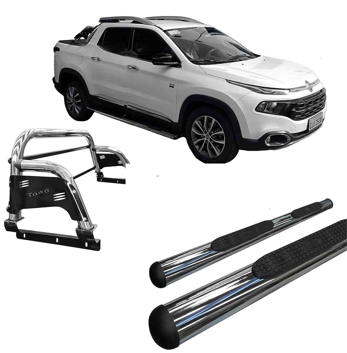 Kit Estribo Oval + Santo Antônio Fiat Toro Cromado: Estilo e Proteção Premium
