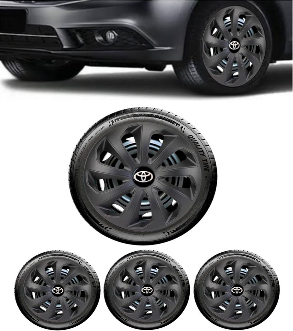Jogo 4 Calotas Esportivas Velox Aro 15 Preto Fosco - TOYO Etios, Hacth, Sedan, Yaris, Corolla