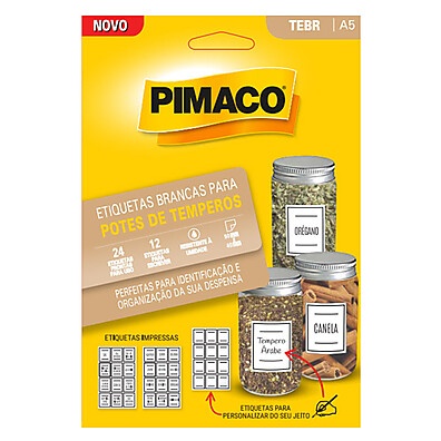 Etiqueta Adesiva para Temperos Pimaco A5 – 3 Folhas