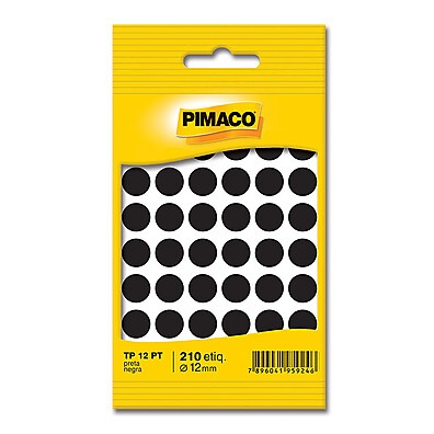 Etiqueta Adesiva TP12 Preto Pimaco – Controle Total com 210 Unidades
