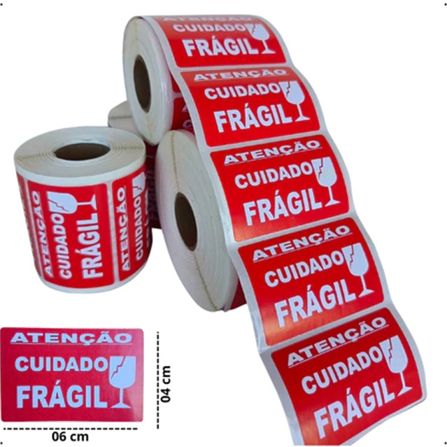 Etiquetas Adesivas CUIDADO FRÁGIL 60x40mm – 1000 Unidades para Envios Seguros