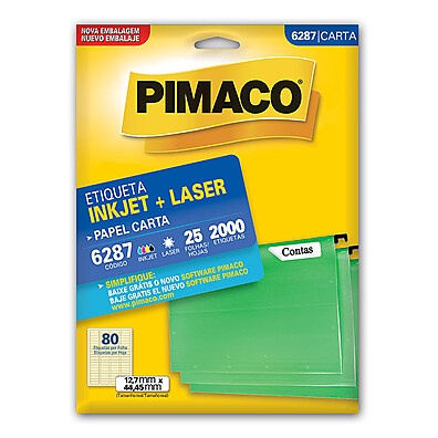 Etiquetas Pimaco Carta 6287: 2000 Etiquetas para Impressão!