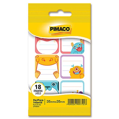 Etiquetas Pimaco Infantil: 18 Unidades!