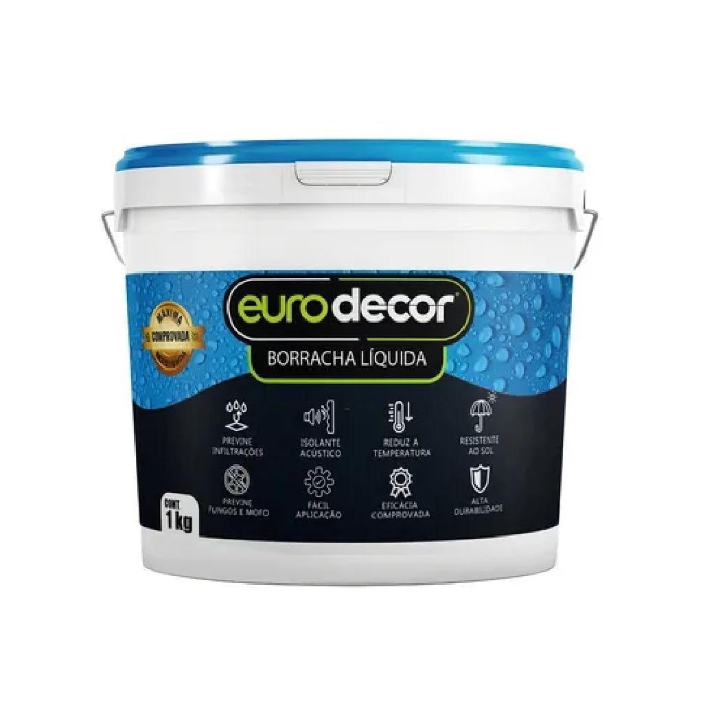 Borracha Líquida Manta Impermeável Premium Euro Decor 1KG Tinta Emborrachada Flexível (Titanium)