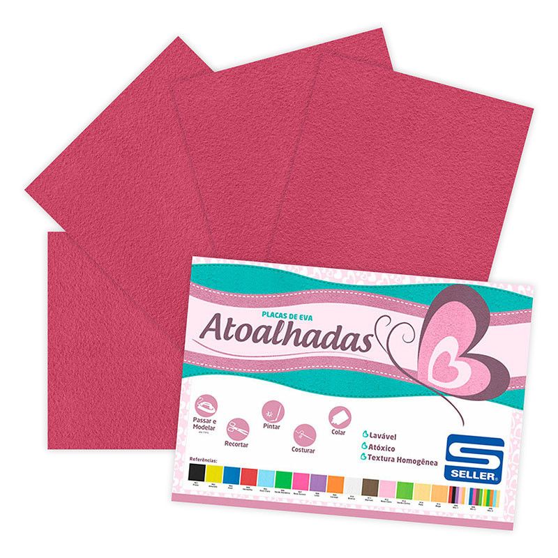 EVA Atoalhado Rosa Escuro: 5 Folhas 40x60cm
