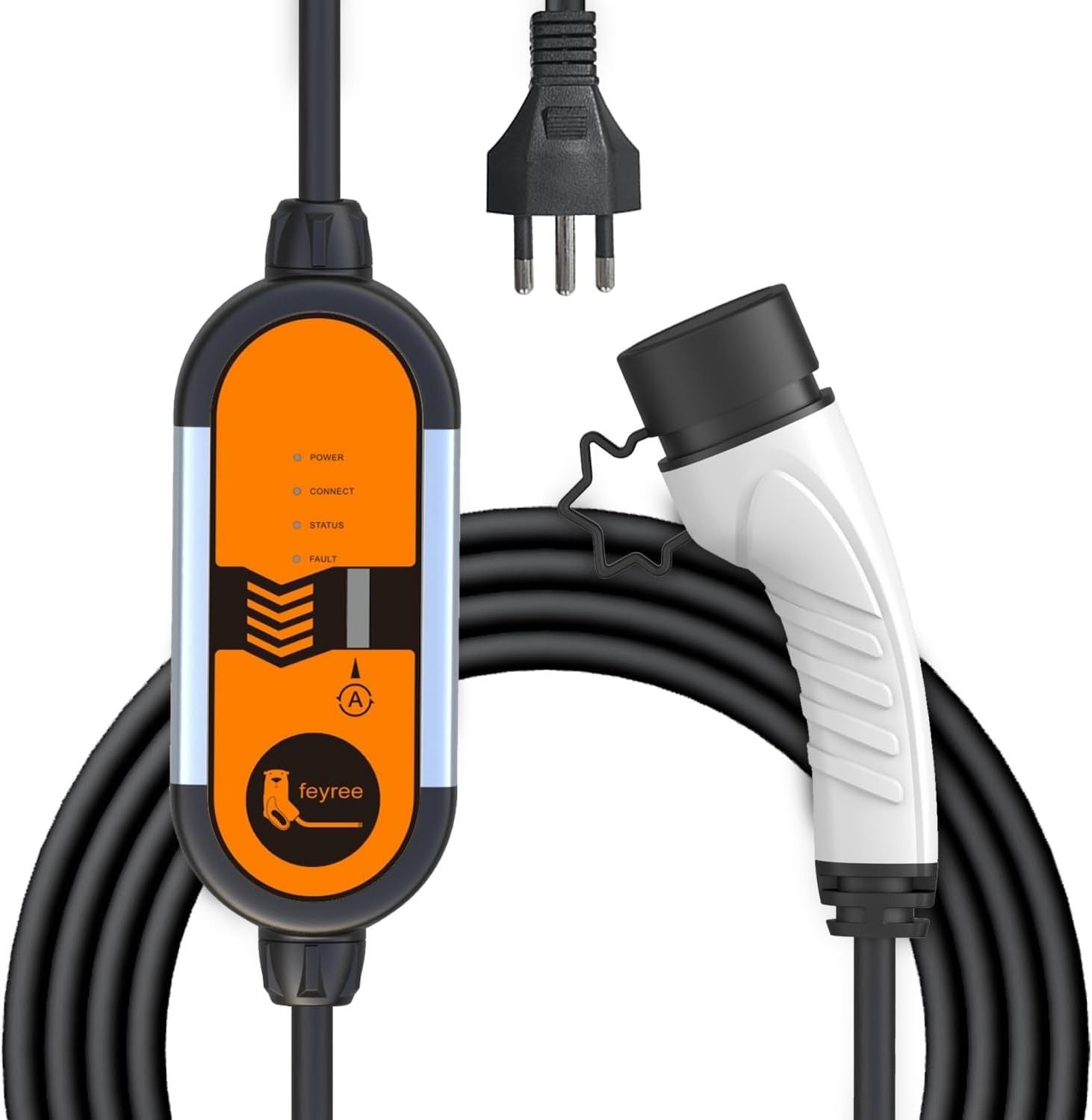 Carregador Portátil para Carro Elétrico Type 2 - 3.5KW a 7KW, Cabo 5M, Universal EV/Híbrido