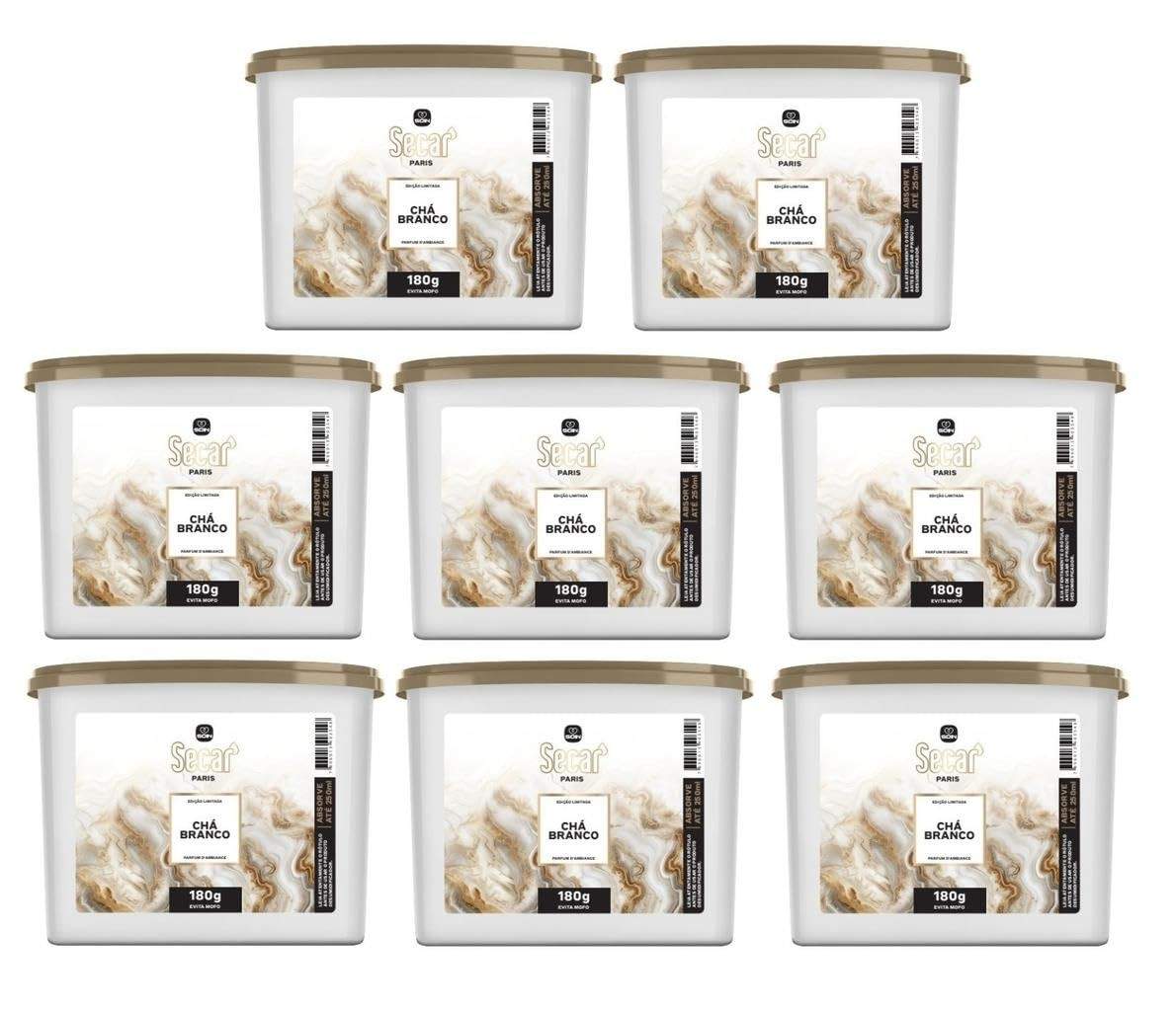 Evita Mofo Secar Original 8x180g - Chá Branco | Absorvedor de Umidade com Fragrância Natural