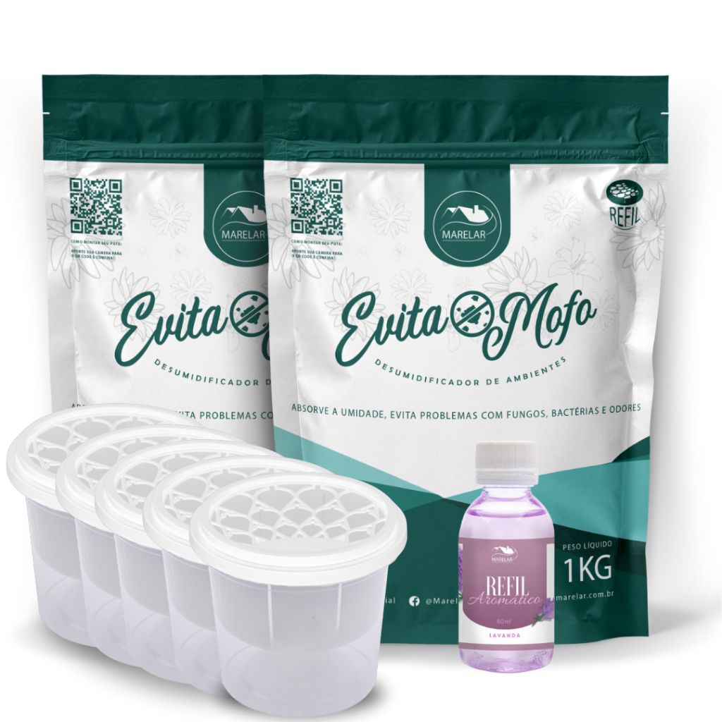 Evita Mofo Marelar 2kg + 5 Potes + Essência - Combate à Umidade