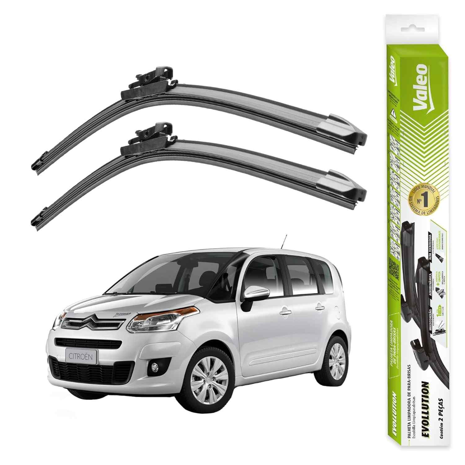 Par de Palhetas Limpador Parabrisa Original Valeo Evolution para Citroen C3 Picasso (2011-2015)
